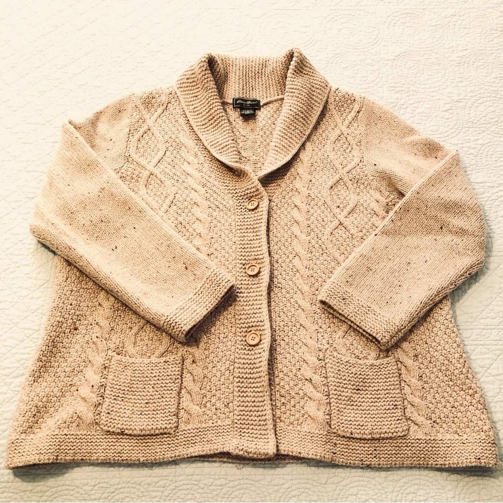 Y2K Eddie Bauer lambs wool blend cardigan. Size XXL.